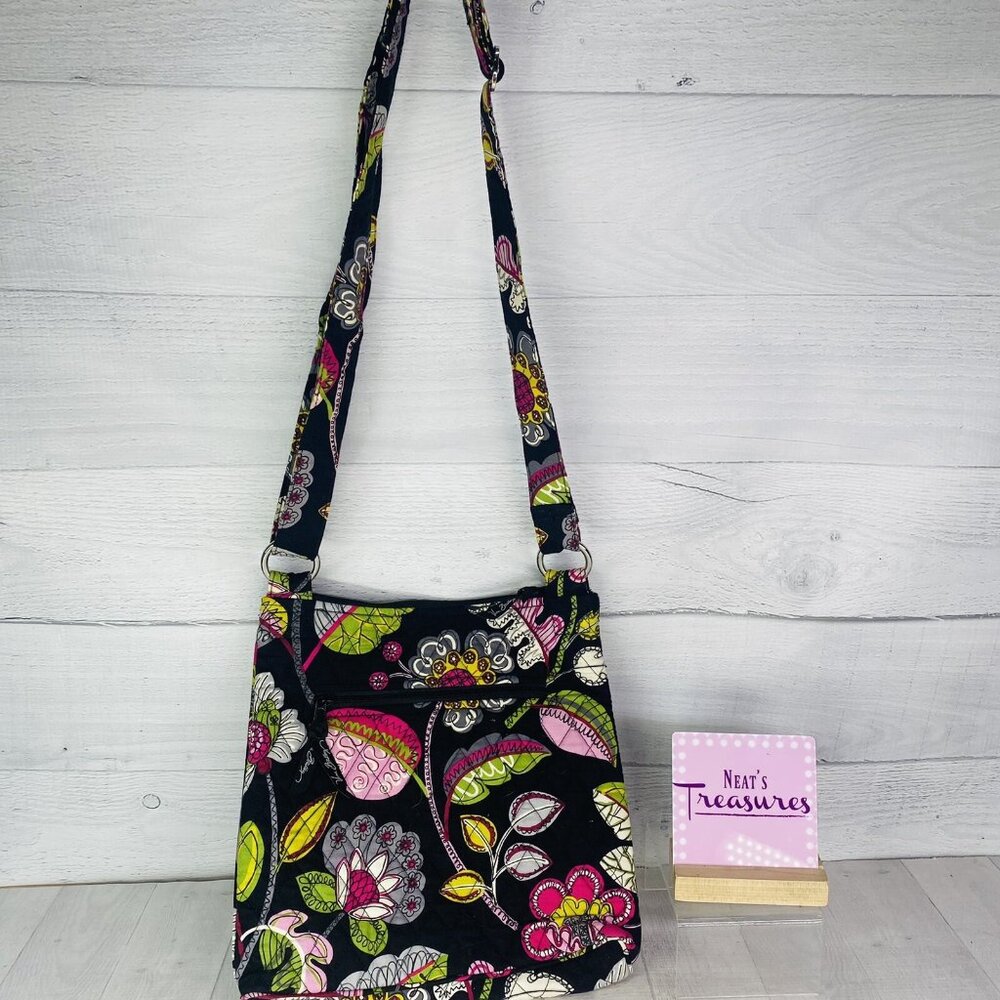 Vera Bradley MOON BLOOMS Retried Flower Quilted Handled Shoulder Bag Tote Purse